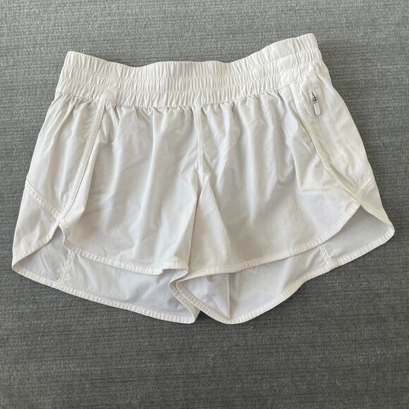 Lululemon Tracker Short V *4" Women 12 White Zip Pockets Running Gym - Picture 1 of 8